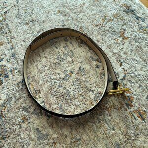 Liz Claiborne Black Leather 3/4” wide Brass Buckle Women's Belt Size Large #2522